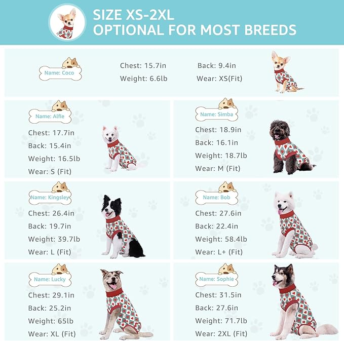 Recovery Suit for Dogs, Dog Recovery Suit Male Female Post Spay, Neuter, Abdominal Surgery Recovery Suit with an Inner Layer Pocket, Prevent Licking Soft Breathable Cotton, Red, S