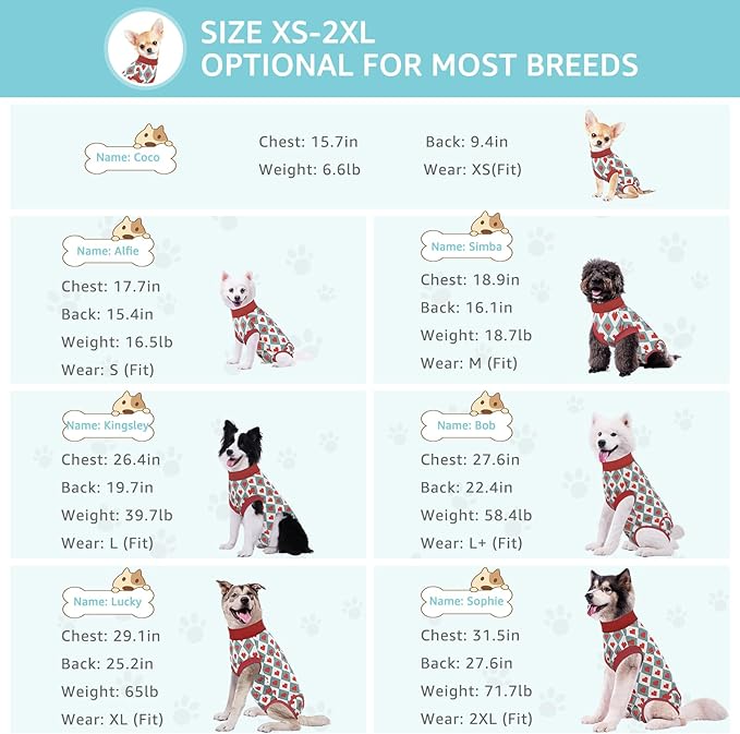 2 Packs Dog Recovery Suit Female Male, Red Heart + Red Heart, M