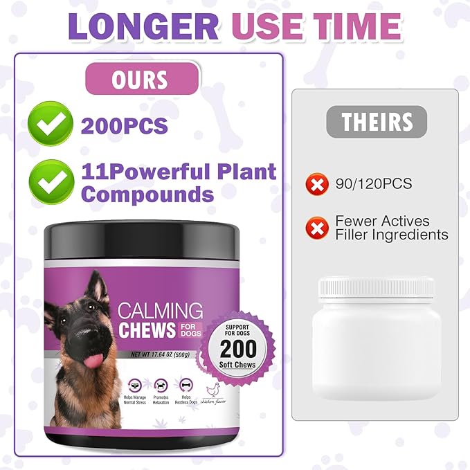 Hemp Calming Chews for Dogs 200pc Dog Calming Treat and Bites with Hemp Oil - Anxiety and Stress Relief Treats for Dogs Puppy Melatonin Sleep Aid Calm Dog with Noise,Thunder,Barking,Separation,Chewing