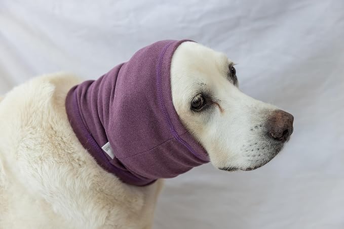 Dog Hoodies Ear Flap Head Wrap Noise Cancelling No Flap Ear Wrap Dog Head Wrap for Ear Hematoma Pail lilac+Pink L