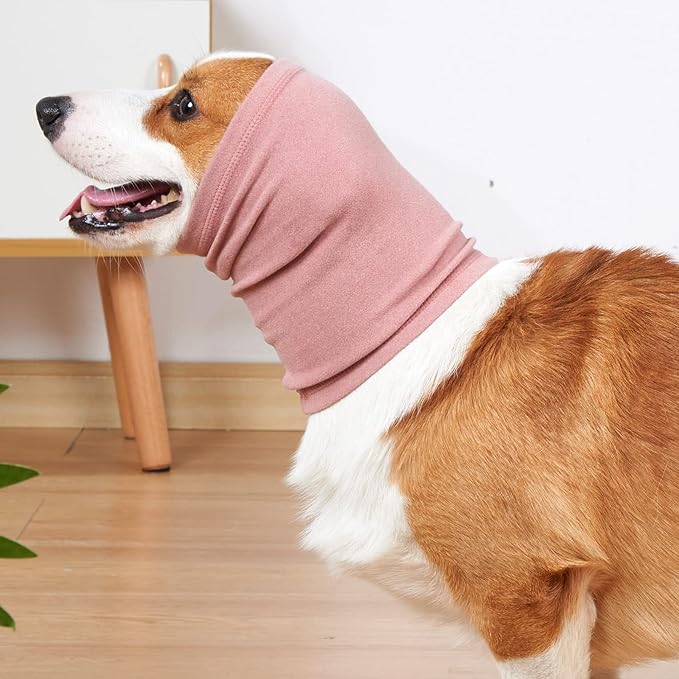 Ear Hematoma Dog No Flap Dog Ear wrap Quiet Ears Noise Cancelling Headphones Ear Snood for dogs Rose+Aqua Blue M