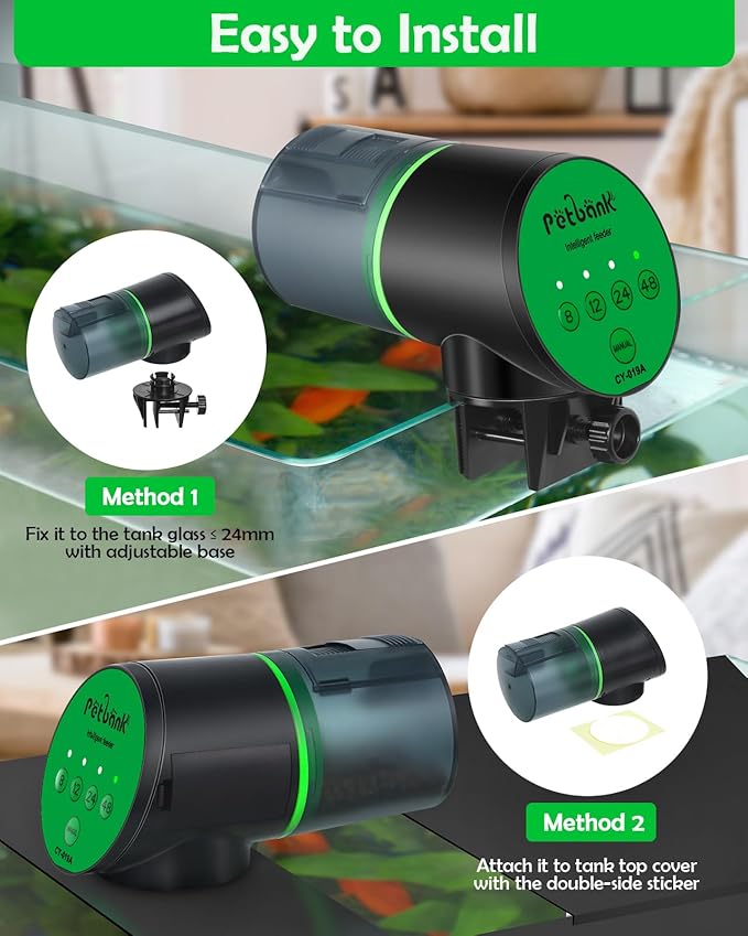 Automatic Fish Feeder for Aquarium - Auto Fish Food Dispenser Battery Operated Vacation Timer Fish Feeder Automatic Dispenser with 2 AAA Batteries Included