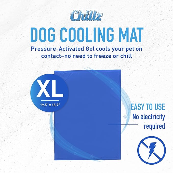 Chillz Dog Cooling Mat, Extra Large - Pressure Activated Cooling Mat for Dogs - No Water, Electricity or Refrigeration Needed - Non-Toxic Dog Cooling Pad, Ideal for Home and Travel - 37 x 31.5 Inches