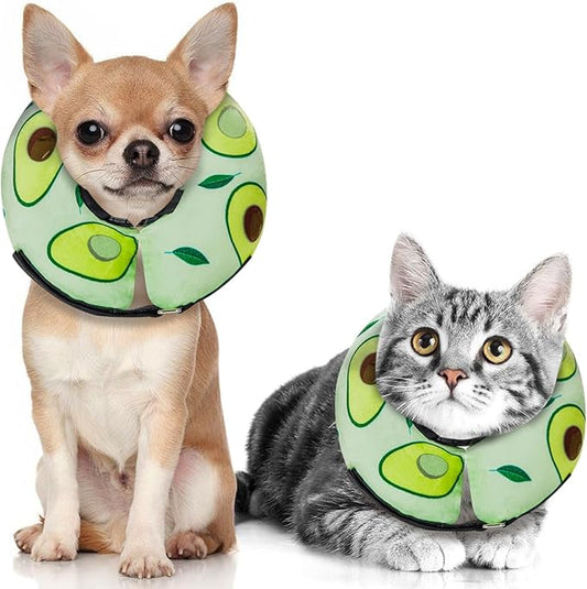 Dog Cone Collar for Small Medium Large Dogs for After Surgery, Pet Inflatable Neck Donut Collar Soft Protective Recovery Cone for Dogs and Cats - Alternative E Collar Does Not Block Vision - Green,XS