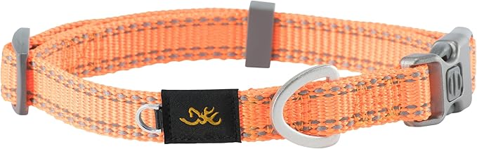Browning Classic Preformance Webbing Pet Collar, Fully Adjustable, Available in Solid Colors and Camo Patterns, Safety Orange, Small