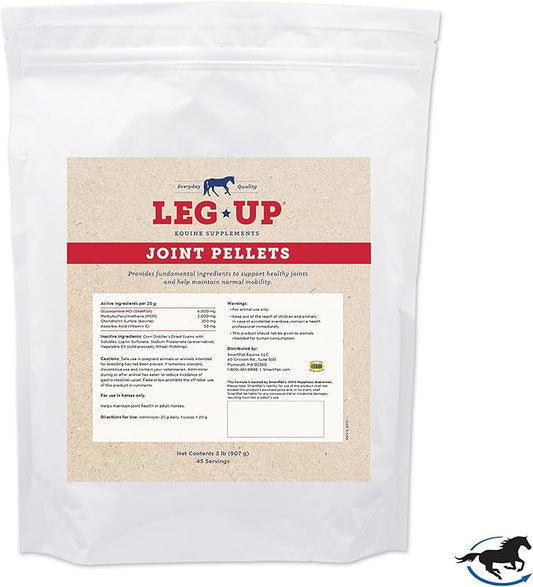 SmartPak Leg Up Joint Pellets | Joint Support Supplement for Horses | Glucosamine Chondroitin Sulfate and Antioxidants Formula with No Added Sugar | Ideal for Light Work Horses, 2 lb Bag