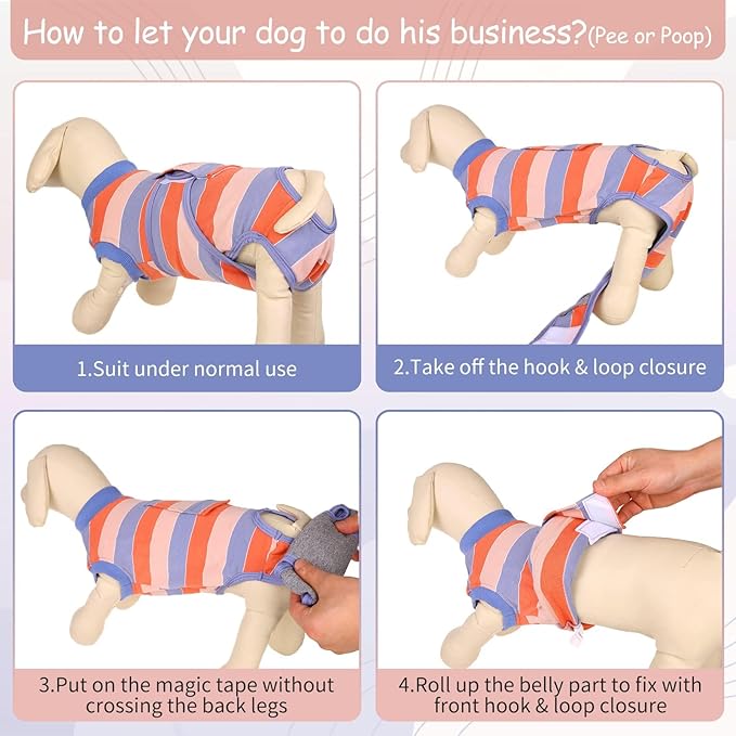 Kuoser Recovery Suit for Dogs, Soft Dog Surgery Suit Female Spay Breathable Neuter Suit for Male Dogs, Anti Licking Onesie Dog Surgical Suit Dog Body Suits After Surgery,Substitute E-Collar & Cone, L