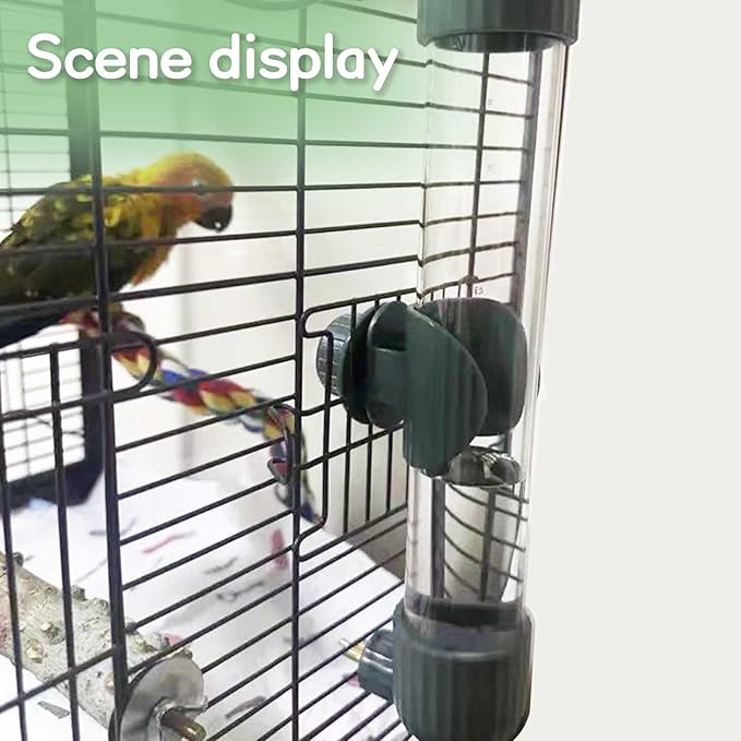 7.76 Oz Automatic Birds Water Dispenser Parrots Drinker Waterer Bird Drinking Water Bottle Hanging Cage Accessory for Cockatiel Conure Lovebird Macaw (Green)