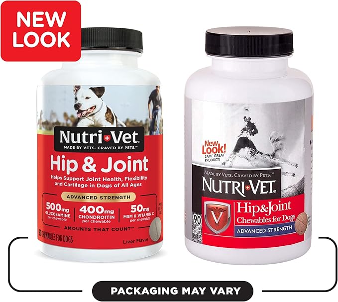 Nutri-Vet Hip & Joint Chewable Dog Supplements | Formulated with Glucosamine & Chondroitin for Dogs | 90 Count