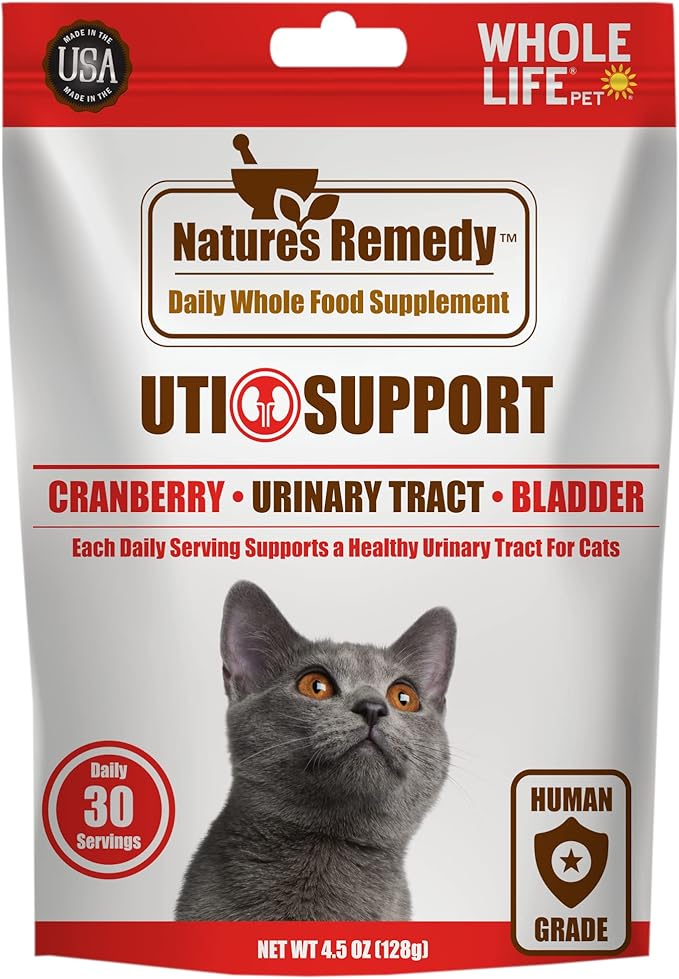 Whole Life Pet Urinary Tract Daily Supplement for Cats – Cranberry with Probiotics. UTI Prevention, Bladder Health. Mixes in Food or with Water for Hydrating Snack