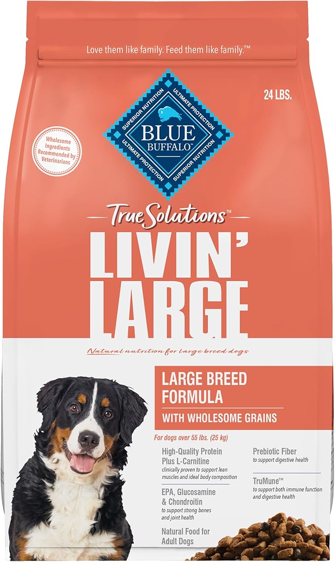 Blue Buffalo True Solutions Livin' Large Natural Dry Food for Adult Large Breed Dogs, Chicken, 24-lb. Bag