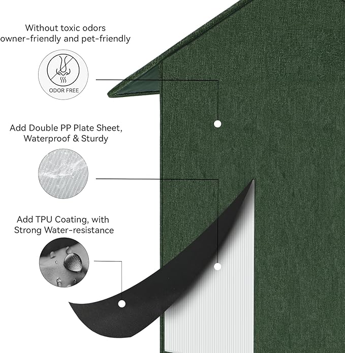 Outdoor Cat House, Outdoor Cat Shelter Feral Cat, Outside Waterproof Cat House for Outdoor/Indoor Cats, Insulated Cat House for Winter with Cozy Cushion, Easy to Assemble, Olive Green