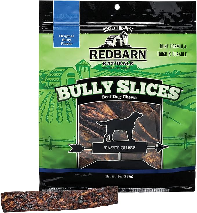 Redbarn Bully Slices for Dogs | Highly Palatable, Long-Lasting Natural Dental Treats with Functional Ingredients, 9 oz. (Pack of 3) - Original Bully