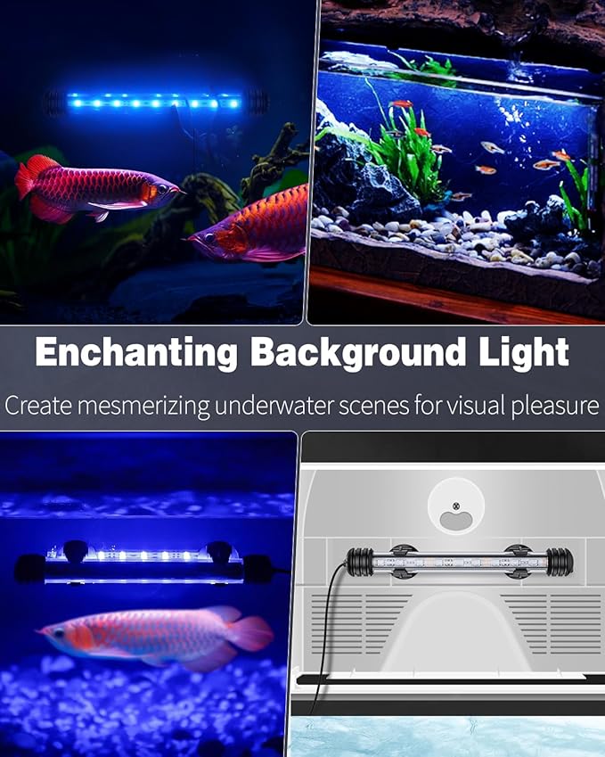 Pawfly Aquarium LED Light Underwater Fish Tank Light with Timer Auto On/Off Fish Tank Background Light with 4 Lighting Modes & 16 Single Color Effects Submersible Tube Light for Decoration