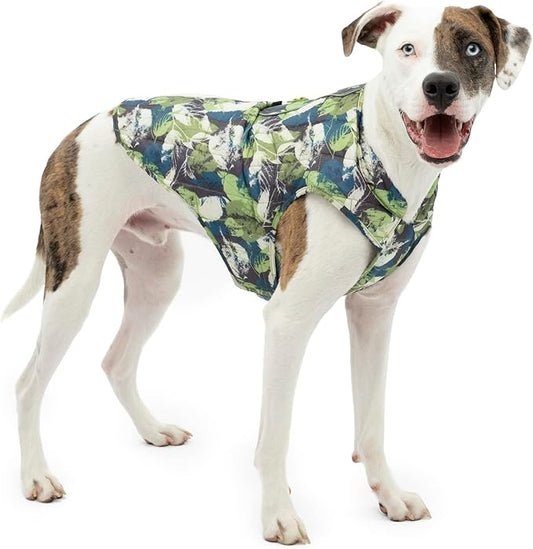 Kurgo Loft Dog Jacket, Reversible Winter Coat for Dogs, Wear with Harness or Sweater, Water Resistant, Reflective, for Small Medium Large Pets (Pressed Leaf, XS)