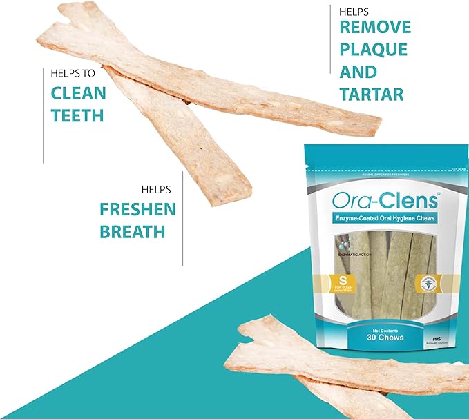 Oral Hygiene Chews for Large Dogs-Enzymatic Dental Treats for Daily Oral Care, Cleans Teeth and Freshens Breath, Reduces Plaque, Bacteria and Tartar Build Up Without Brushing-30 Chews