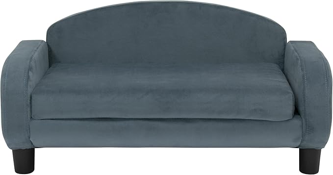 Paws & Purrs Modern Pet Sofa 31.5" Wide Low Back Lounging Bed with Removable Mattress Cover in Espresso/Cornflower