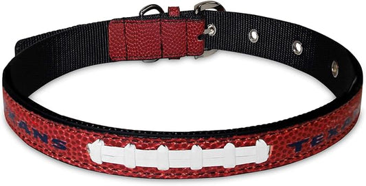 Pets First Tough Leather Pet Collar NFL Houston Texans Premium Dog Collar, Limited Edition, Size Small. Best & Strongest Heavy-Duty Dog Collar!, Small (12-15" Long & 0.75" Wide) (HOU-3081-SM)