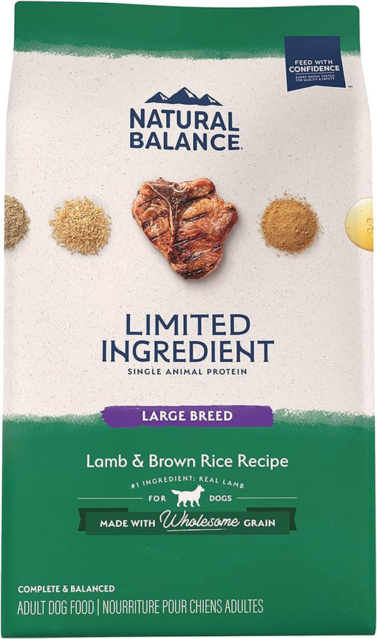 Natural Balance Limited Ingredient Large Breed Adult Dry Dog Food with Healthy Grains, Lamb & Brown Rice Recipe, 26 Pound (Pack of 1)