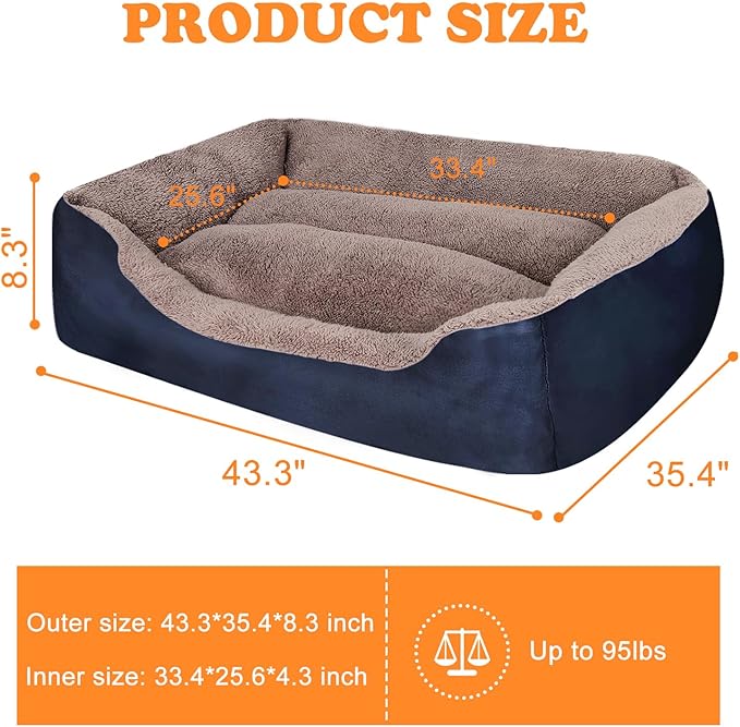 PUPPBUDD Dog Beds for Extra Large Dogs, Rectangle Washable Dog Bed Comfortable and Breathable Pet Sofa Warming Orthopedic Dog Bed for Jumbo Dogs