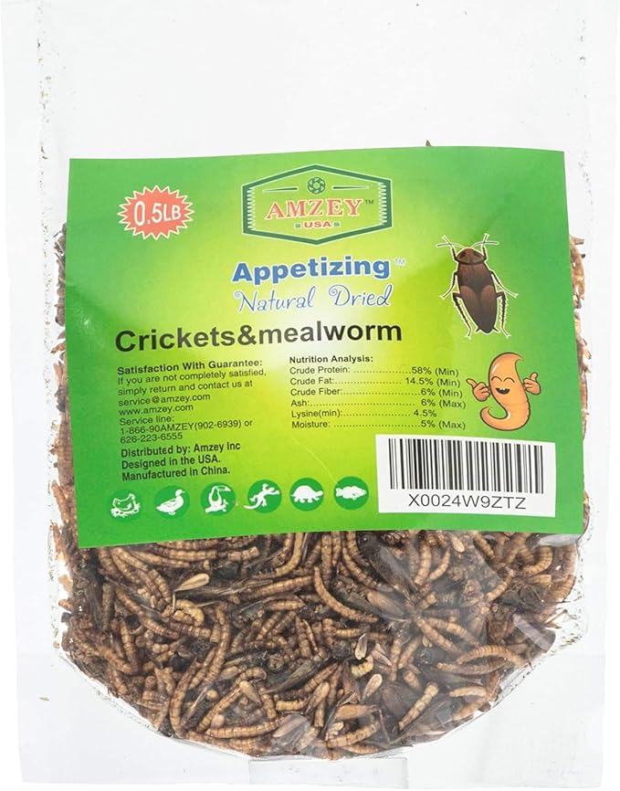 with Natural Dried Crickets (8oz) All Natural 100% Non-GMO, Food for Breaded Dragons, Chicken, Fish, Ducks, Wild Birds, Turtles, Hedgehogs
