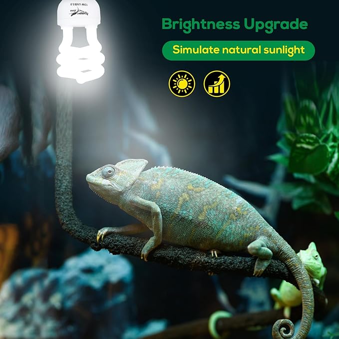 UVB Bulb for Reptiles, 5.0 13W UVB Light for Reptiles, Hygger zoo UVA UVB Reptile Light Bulb Reptile UVB Bulb UVB Light for Hermit Crab Snake Chameleon Reptile Lamp Terrarium Lamp for Tropical Reptile