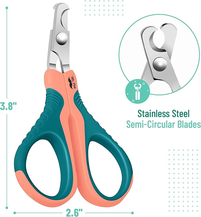 Mr. Pen-Cat Nail Clipper, Peach & Teal, Cat Nail Trimmer, Cat Nail Clippers, Cat Claw Clippers, Cat Clippers for Nails, Pet Nail Clippers, Kitten Nail Clipper, Small Dog Nail Clipper, Cat Claw Trimmer