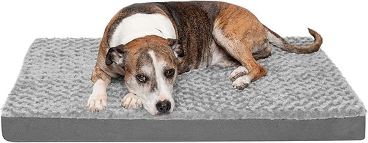 Furhaven Orthopedic Dog Bed for Large/Medium Dogs w/ Removable Washable Cover, For Dogs Up to 55 lbs - Ultra Plush Faux Fur & Suede Mattress - Gray, Large