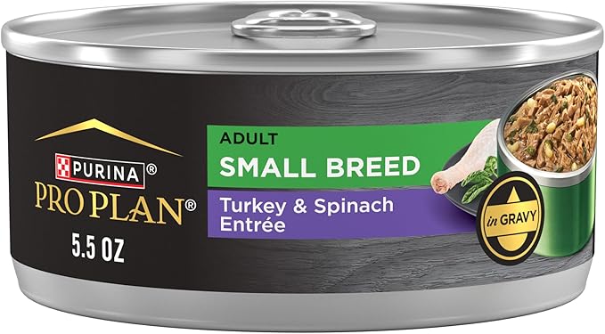 Purina Pro Plan Adult Small Breed Turkey and Spinach Entree in Gravy Wet Dog Food for Small Dogs - (Pack of 24) 5.5 oz. Cans