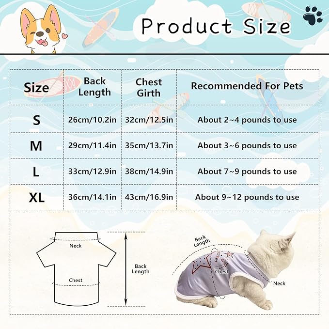 4Pcs Dog Cat Shirts Dog Polka Dot Vest Dog Stripe Sleeveless T-Shirt Pet Soft Vest Breathable Clothes for Small Medium Dog Puppy Kitten Cat S