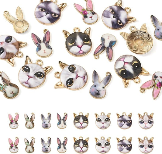 Enamel Animal Theme Charm Flower Cattle Head Cat Butterfly Fox Tortoise Charms Pendants for Earring Necklace Bracelet Keychain Jewelry Craft Making