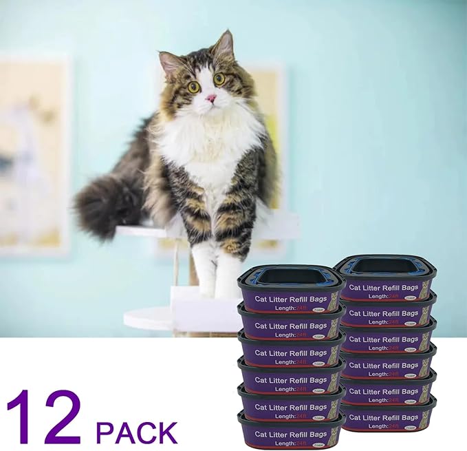 12 Pack Cat Litter Refill Bags Cartridge Compatible with Genie Cat Litter Standard and Plus Pails