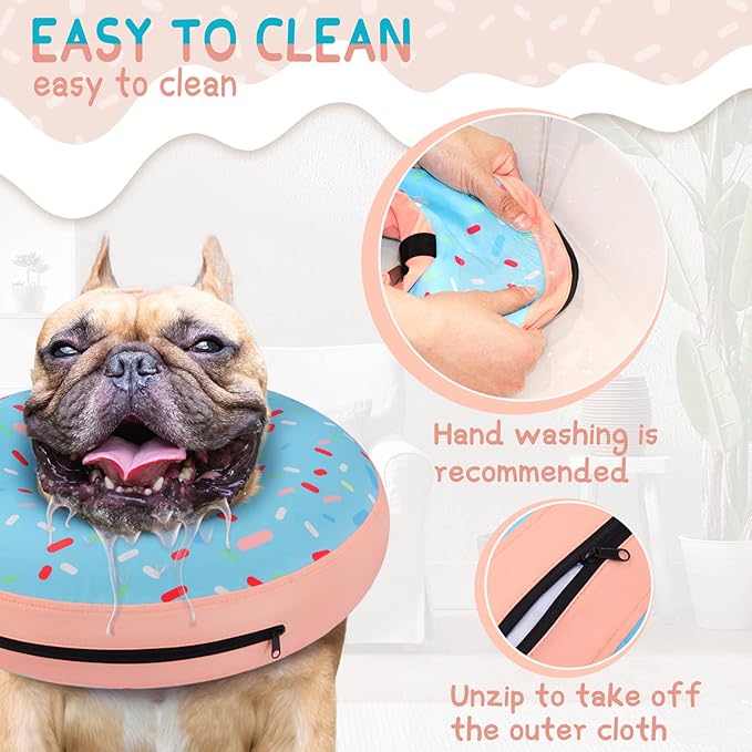 Supet Inflatable Dog Cone Collar Alternative after Surgery, Dog Neck Donut Collar Recovery E Collar for Post Surgery, Soft Dog Cone for Small Medium Puppies Cats