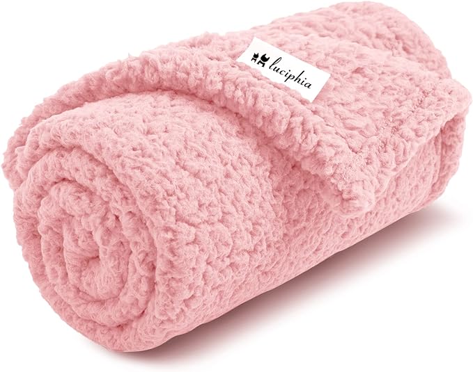 Luciphia Premium Fleece Dog Puppy Blanket Soft Pet Sherpa Calming Cat Blanket Throw for Small Medium Dog Cat(Pink,30x20 inches)