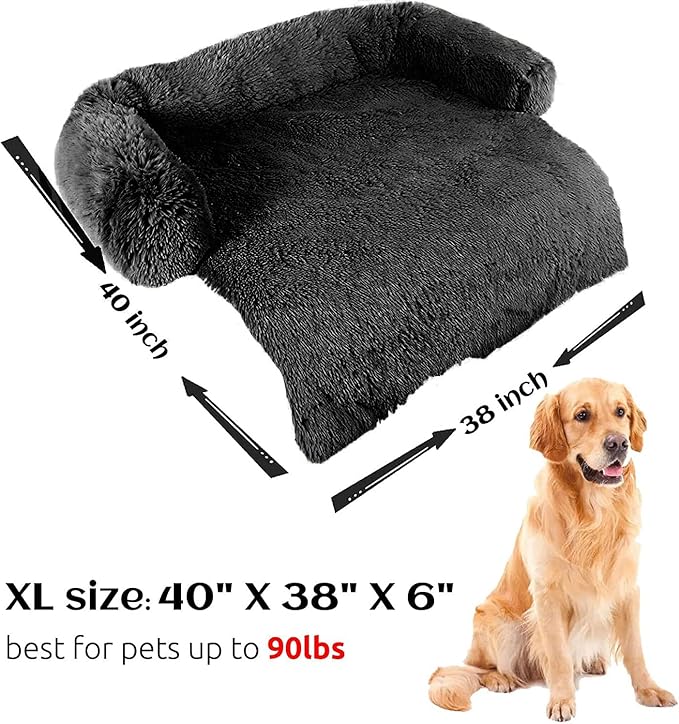 HACHIKITTY Dog Sofa Bed Mat Cover Soft Plush, Couch Cover for Dogs Dog Mat for Furniture Protector Pet Sofa Mat for Dogs, Dog Furniture Bed Sofa Cushion Washable Dogs Bed Mats(X-large Black)