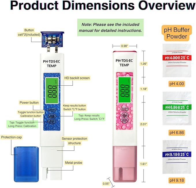 4-in-1 Water Quality Tester - Advanced TDS, PH, Temp, EC Meter - High-Precision Chip & Algorithm for Fast & Accurate Measurements - Ideal for Drinking, Tap, Well, Pool, Aquarium, RO/DI, Hydroponics