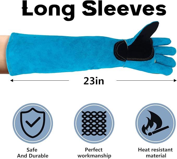 Animal Handling Gloves Bite Proof with 40inch Collapsible Snake Hook,Suitable for Dog Cat FalconBird Reptile Snake