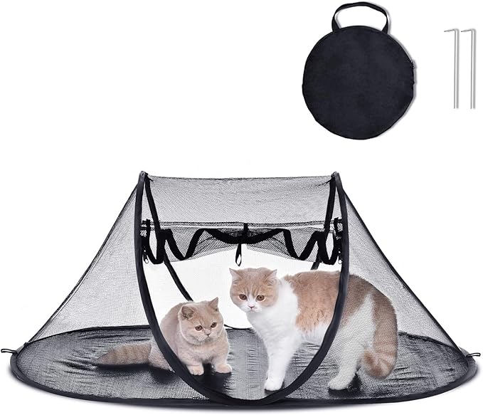 Pop-up Cat Tent, Portable Pet Playpen for Outdoor&Indoor,Outdoor Cat Enclosures - Cat Playpen for Camping,Traveling,Sunbathing