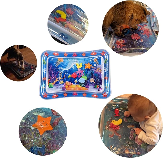 Water Sensor Play Mat for Cats, Sensor Water Playmat, Thickened Sensor Water Mat for Pet, Water Sensory Playmat for Dog Play Feel Cool Comfort