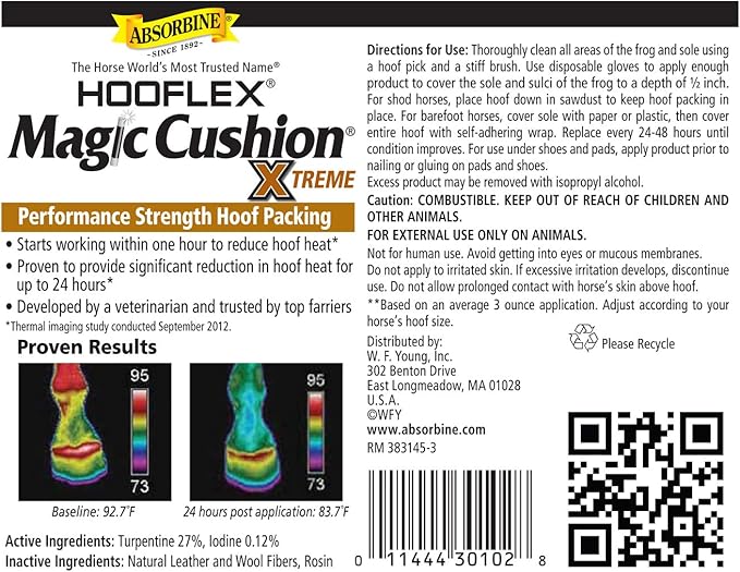 Absorbine Hooflex Magic Cushion Xtreme, Veterinary Formulated Fast-Acting Relief, Reduce Hoof Heat for up to 24 Hours, 2 lb Tub