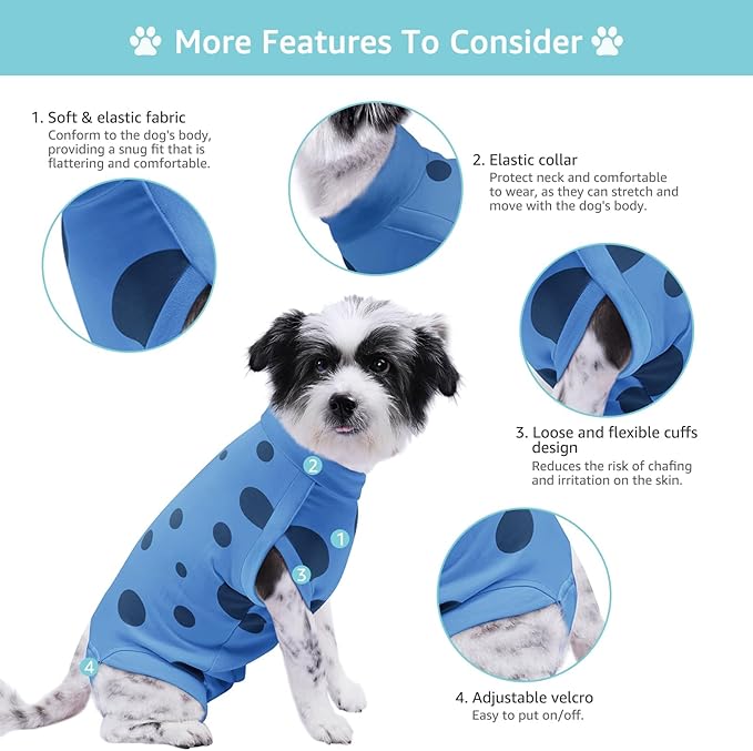 2 Packs Dog Recovery Suit Female Male, Blue+Pink, M