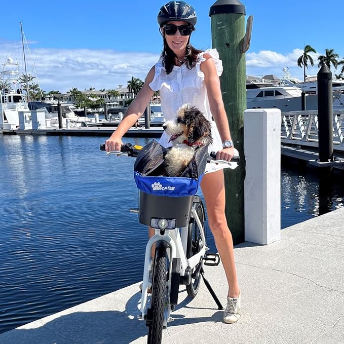 BiKase Pet Carrier Cover for Bike Basket - Comfort Mat Included, Ideal for Dog and Cat Bike Rides, Soft-Sided Ventilated Dog Bike Basket