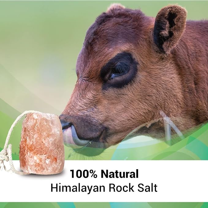 Himalayan Pink Salt 28LB, Salt Licks for Animals Licking Block for Horses, Cows, Deer, and Other Livestock - Rope Included 3.5Lbs Each (8 Qty)