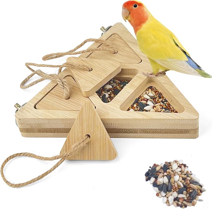 Wooden Bird Foraging Feeder Toy, Interactive Foraging Toys for Parrots, Parrot Chewing Toy, Bird Perches Stand for Parrots, Cockatoo, African Grey, Macaws, Amazon