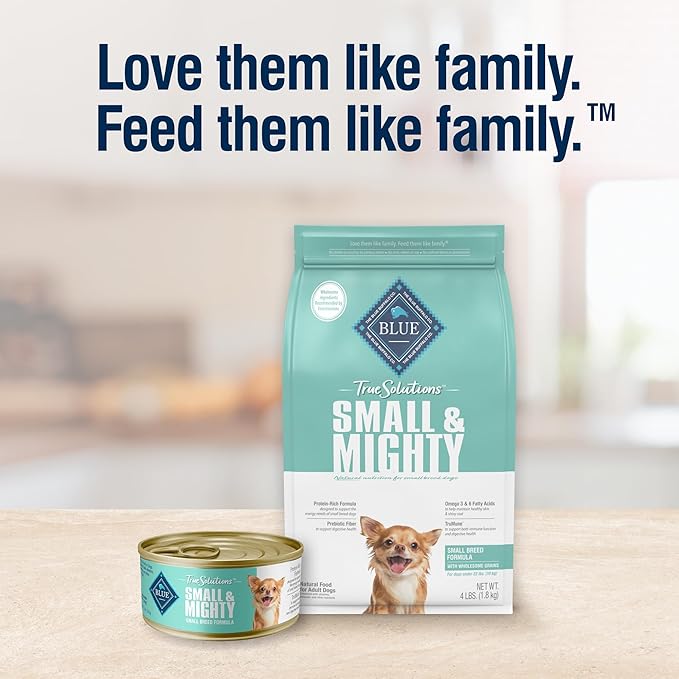 Blue Buffalo True Solutions Small & Mighty Small Breed Adult Dry Dog Food, Supports High Energy Needs, Made in the USA with Natural Ingredients, Chicken, 4-lb. Bag