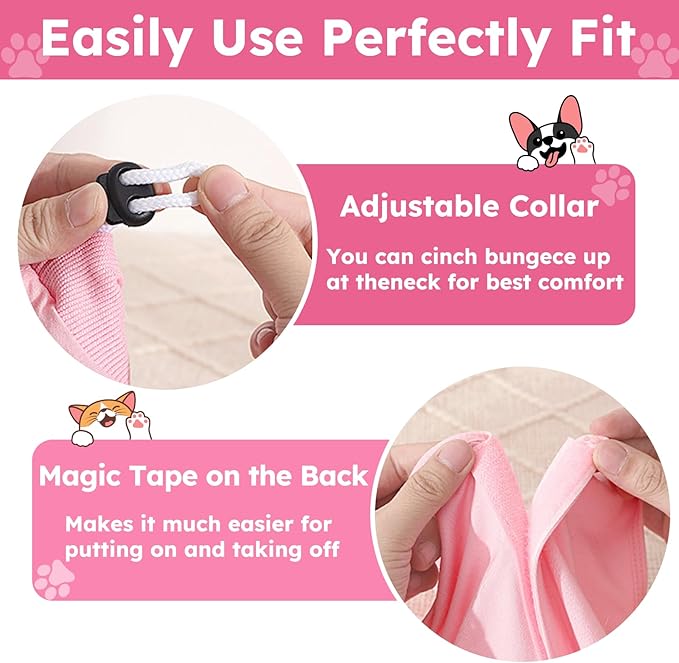 Cat Recovery Suit for Spay Abdominal Wounds, Kitten Onesie Bodysuit for Cats After Surgery, Cat Surgery Recovery Suit Female Cone of Shame Alternative for Cats Anti Licking (Pink,M)