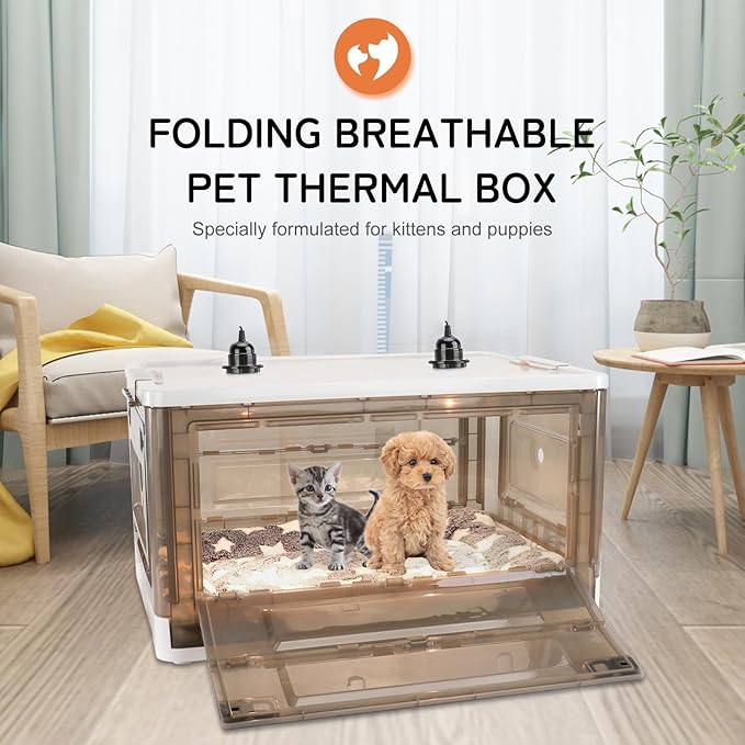 Puppy Incubator - Puppy Incubator with Heating,Incubator for Newborn Puppies and Kittens,Kitten Incubator,Incubator for Puppies with Puppy Bed Mat 85L
