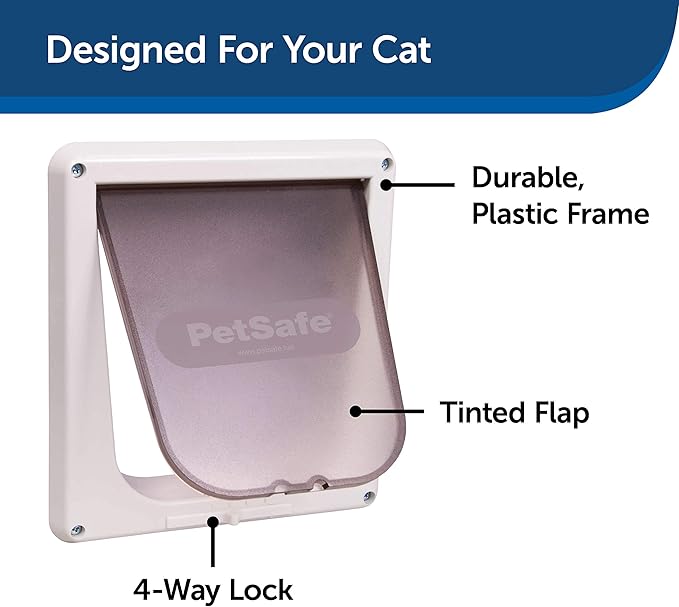 PetSafe Interior Cat Door: 4-Way Locking, Indoor Pet Door Flap - Tinted Privacy Door for Cat Litter Box or Pet Feeder, Built-in Door Lock, Durable Door Frame, DIY Easy Install, Hardware Kit Included