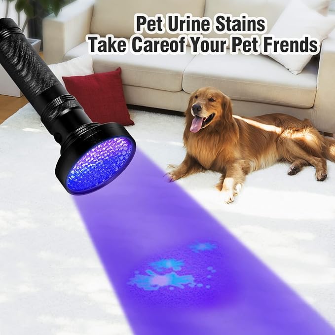 Black Light UV Flashlight, 100 LED Blacklight Flashlights 395 nM Pet Urine Detector for Cat Urine, Stains, Bed Bug, Batteries not Included (100 LED)