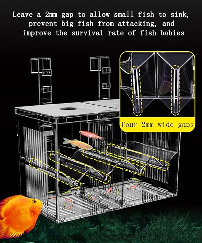 Aquarium Breeder Box, Acrylic Aquarium Breeder Box, Isolation Hatchery Feeding Boxes for Small Fish Fry Hatchery